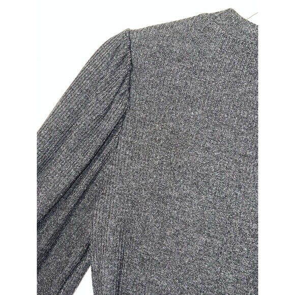 Chaser Snap Button Shirt Size Small Charcoal Gray Puff Sleeves Ribbed - Picture 4 of 6